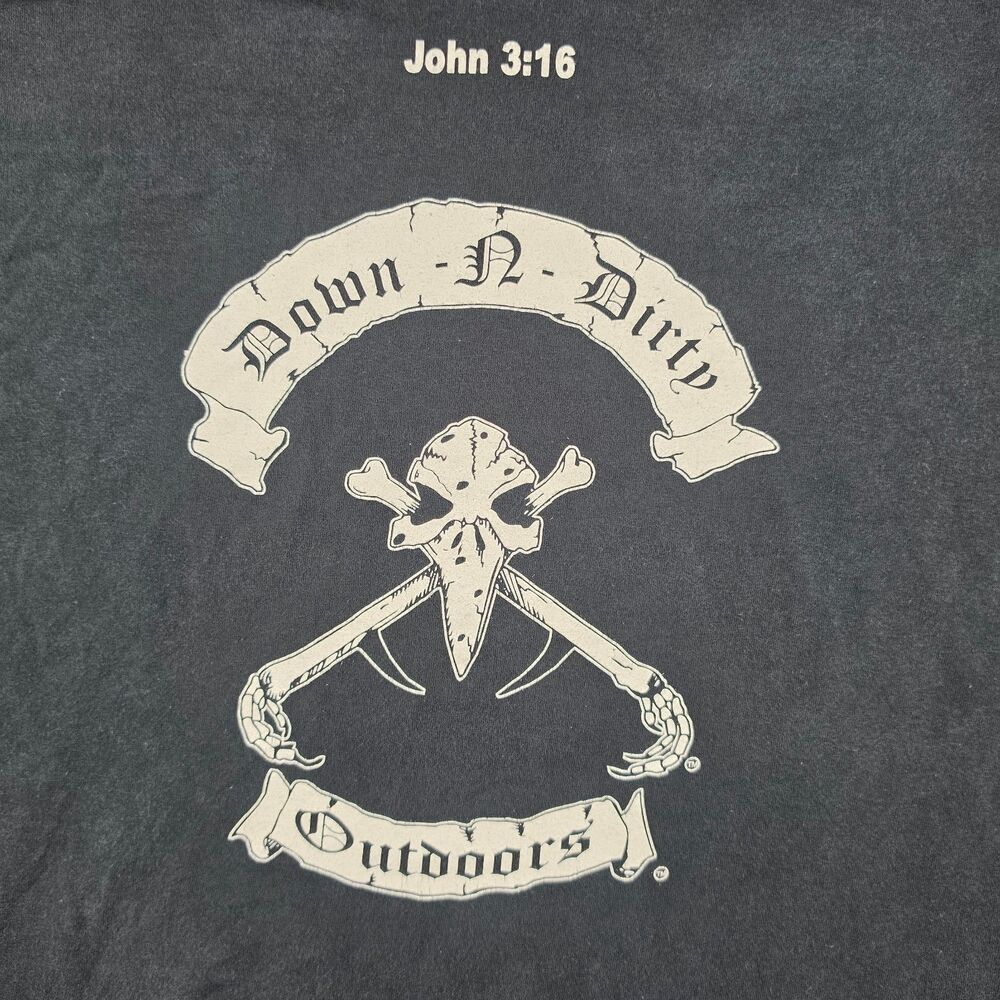 Down N Dirty Outdoors Shirt Mens XL Long Sleeve Black Turkey Hunting Grunge Y2K - Picture 3 of 6